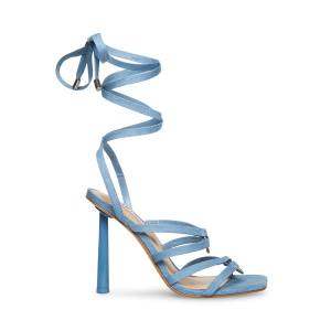 Salto Alto Steve Madden Bella Denim Fabric Heel Feminino Azuis | SM-541HR