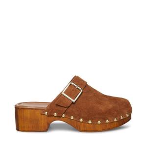 Salto Alto Steve Madden Dana Cognac Camurça Heel Feminino Marrom | SM-194JQ