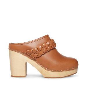 Salto Alto Steve Madden Highland Cognac Couro Heel Feminino Marrom | SM-346YP