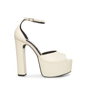 Salto Alto Steve Madden Torry Bone Couro Heel Feminino Bege | SM-659UW