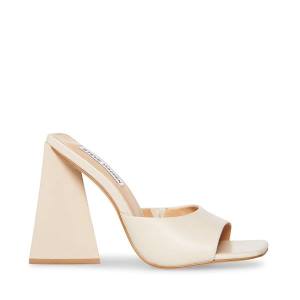 Salto Alto Steve Madden Twists Bone Couro Heel Feminino Bege | SM-179MD