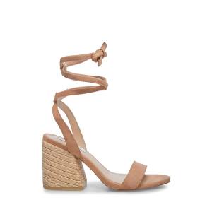 Salto Alto Steve Madden Yasi Sand Camurça Heel Feminino Marrom | SM-340IL