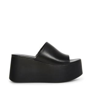 Sandalias Steve Madden Christa Couro Feminino Pretas | SM-714ZT