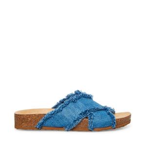 Sandalias Steve Madden Devyn Denim Fabric Feminino Azuis | SM-832PR