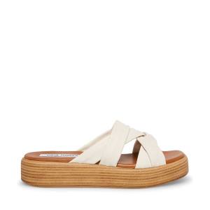 Sandalias Steve Madden Salita Bone Couro Feminino Bege | SM-863ZA