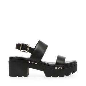 Sandalias Steve Madden Shawn Couro Feminino Pretas | SM-230VR