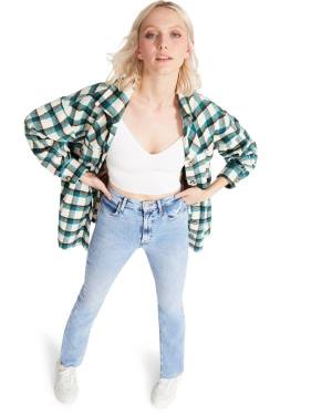 Tops Steve Madden Plaid Button Down Feminino Verdes | SM-185ER